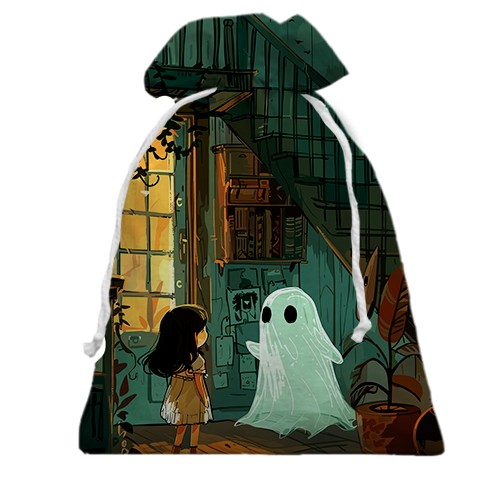 3D Подарочный мешочек Дом с привидением, Хэллоуин (вид спереди)