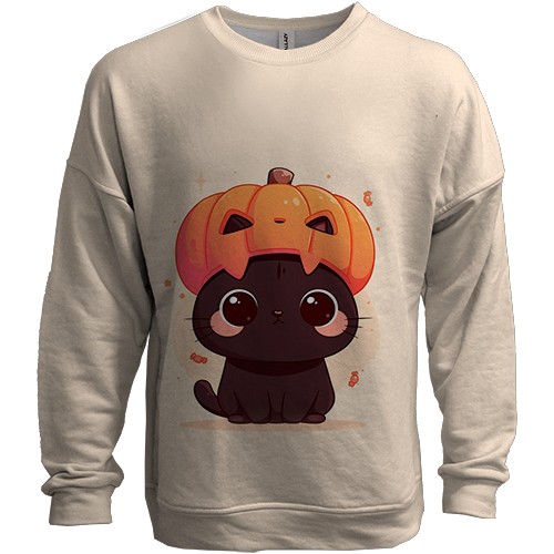 3D світшот Милий котик, Хелловін (вид спереду)