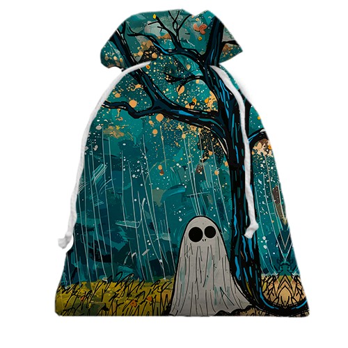 3D Подарочный мешочек Призрак под дождём, Хэллоуин (вид спереди)