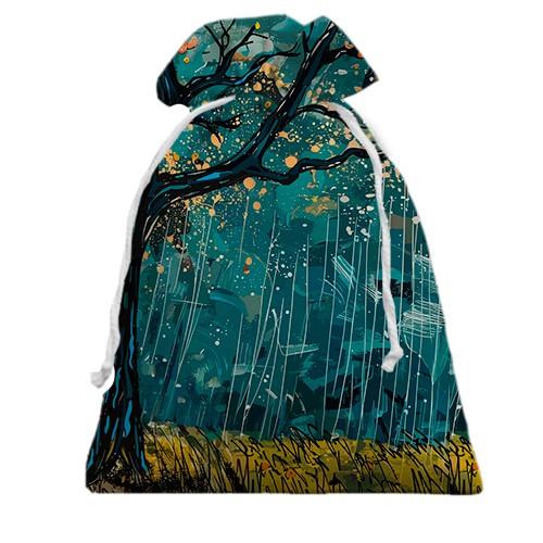 3D Подарочный мешочек Призрак под дождём, Хэллоуин (вид сзади)