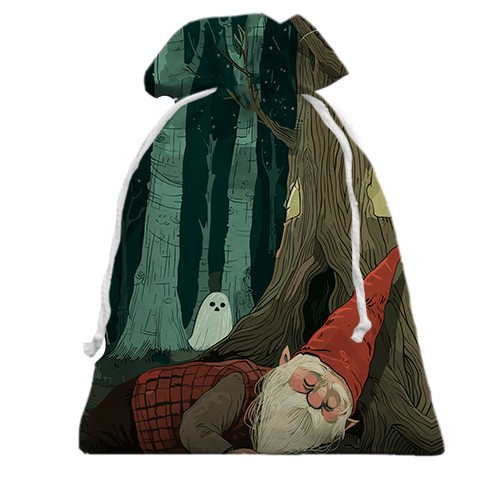 3D Подарочный мешочек Гном и призрак, Хэллоуин (вид спереди)