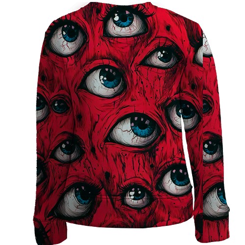 Детский 3D свитшот Жуткие глаза (вид сзади)