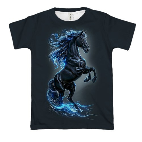 3D футболка Сірий кінь (вид спереду)