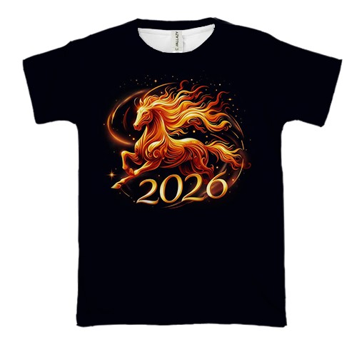 3D футболка с лошадью 2026 (вид спереди)