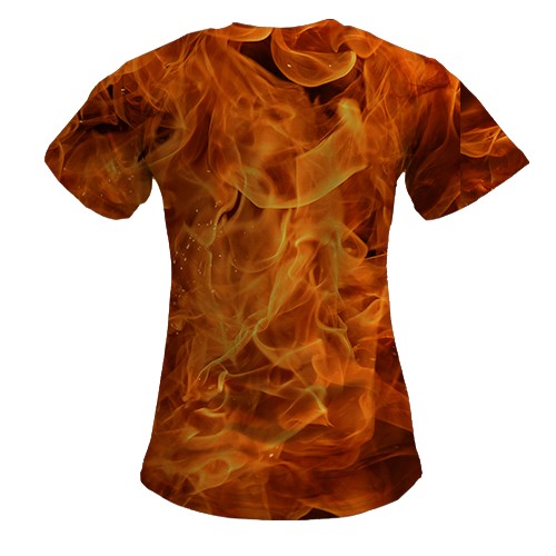 Жіноча 3D футболка з Вогненним конем (вид ззаду)