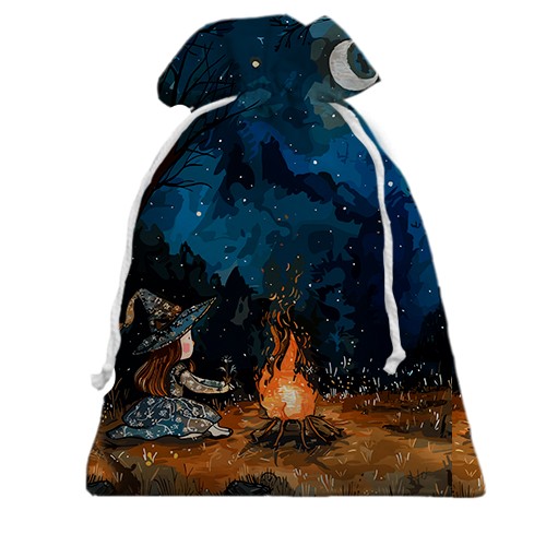 3D Подарунковий мішечок Дівчинка та привид, Хелловін (вид ззаду)