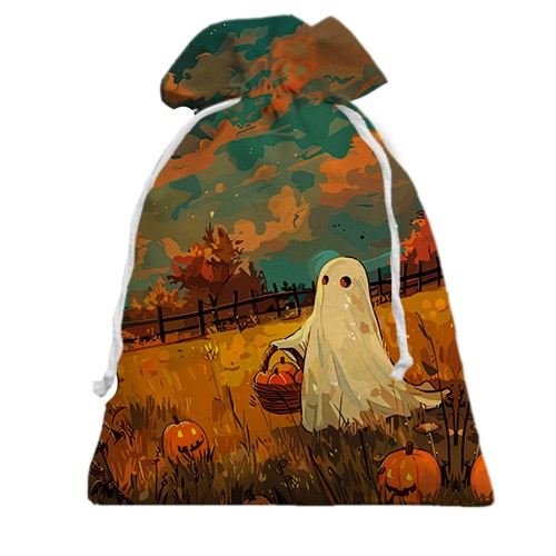 3D Подарунковий мішечок Привид на полі, Хелловін (вид спереду)