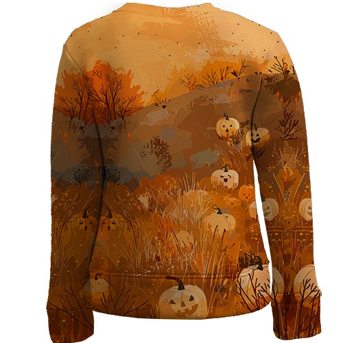 Детский 3D свитшот Призрак с тыквами, Хэллоуин (вид сзади)