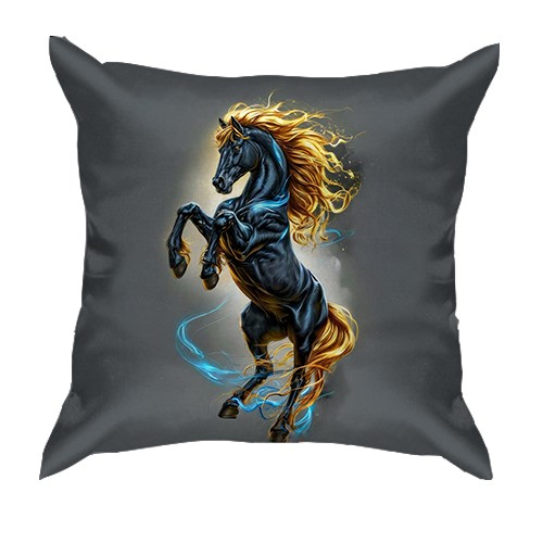 3D подушка с Золотогривой лошадью (вид спереди)