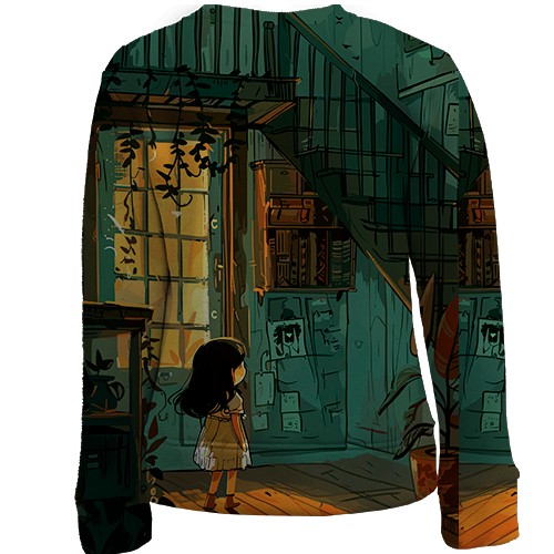 Дитячий 3D світшот Будинок із привидом, Хелловін (вид ззаду)