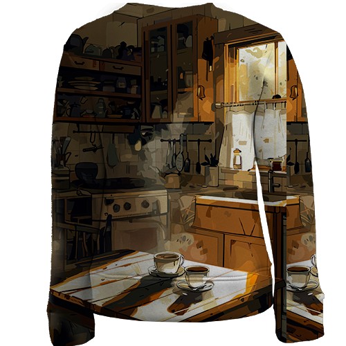 Дитячий 3D світшот Привид на кухні, Хелловін (вид ззаду)