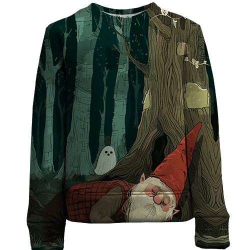 Дитячий 3D світшот Гном та привид, Хелловін (вид спереду)