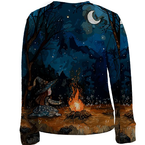 Детский 3D свитшот Девочка и призрак, Хэллоуин (вид сзади)