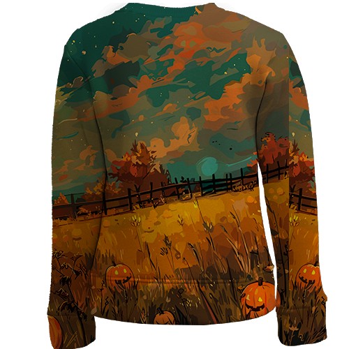 Дитячий 3D світшот Привид на полі, Хелловін (вид ззаду)