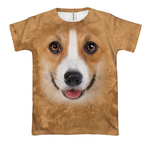 3D футболка с Корги (вид спереди)