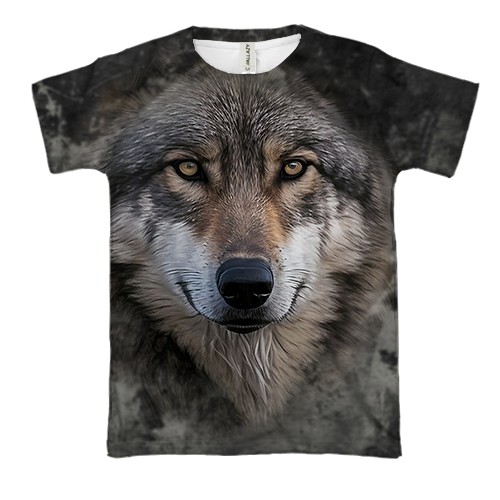 3D футболка с мордой волка (вид спереди)