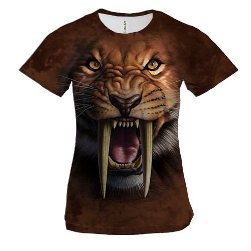 Женская 3D футболка с саблезубым тигром (вид спереди)