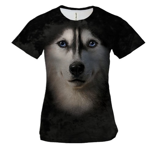 Жіноча 3D футболка Хаскі (вид спереду)