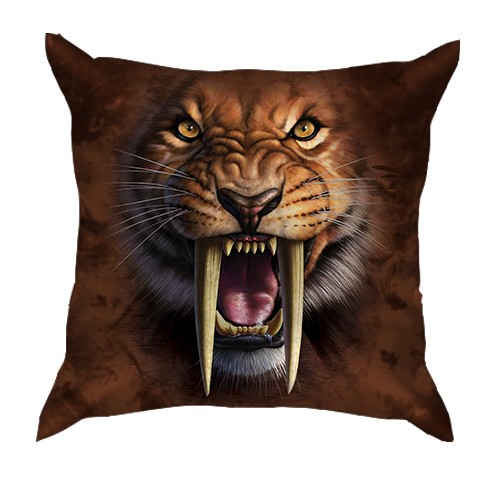 3D подушка с саблезубым тигром (вид спереди)