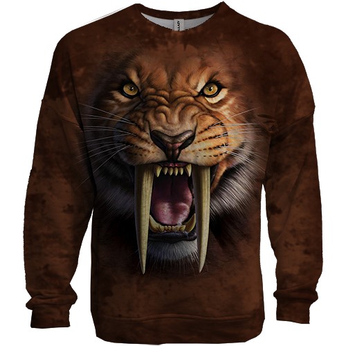 3D світшот з шаблезубим тигром (вид спереду)