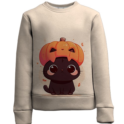 Дитячий 3D світшот Милий котик, Хелловін (вид спереду)