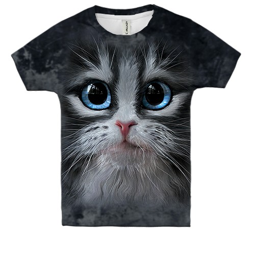 Детская 3D футболка Кошачья мордочка (вид спереди)