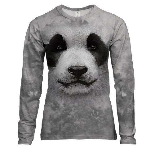Жіночий 3D лонгслів з пандою (вид спереду)