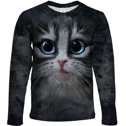 Дитячий 3D лонгслів Котяча мордочка (вид спереду)