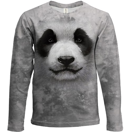 Дитячий 3D лонгслів з пандою (вид спереду)