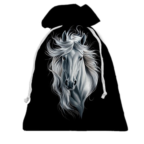 3D Подарунковий мішечок з чорно-білим конем (вид спереду)