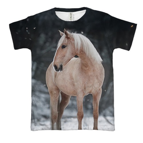 3D футболка Лошадь и зима (вид спереди)