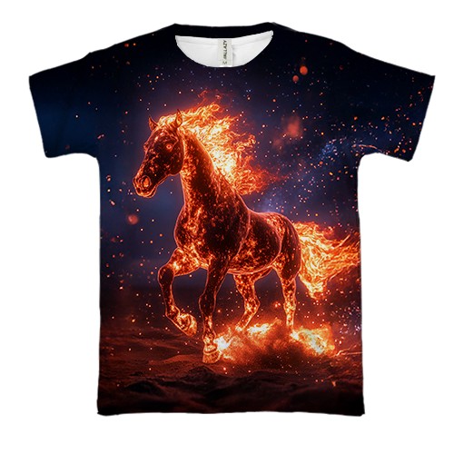 3D футболка Кінь з полум