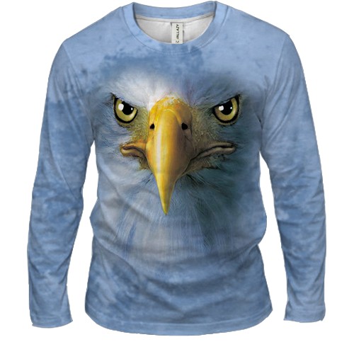 Мужской 3D лонгслив с орлом (2) (вид спереди)