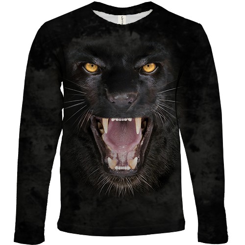 Дитячий 3D лонгслів Чорна пантера (вид спереду)