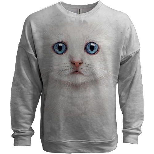 3D свитшот Белый котенок (вид спереди)