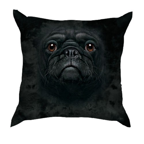 3D подушка з мордою мопса (вид спереду)