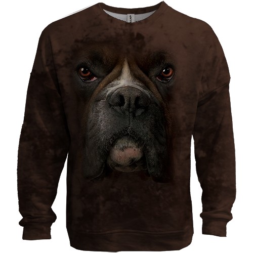 3D світшот з мордою Боксера (вид спереду)