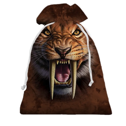 3D Подарунковий мішечок з шаблезубим тигром (вид спереду)