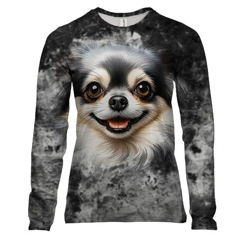 Женский 3D лонгслив Чихуахуа (2) (вид спереди)