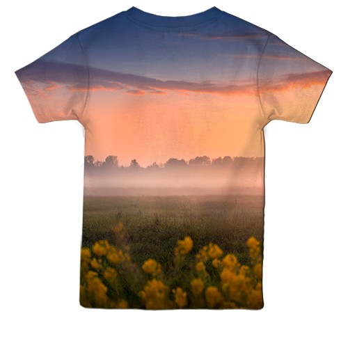 Детская 3D футболка с лошадьми на поле (вид сзади)