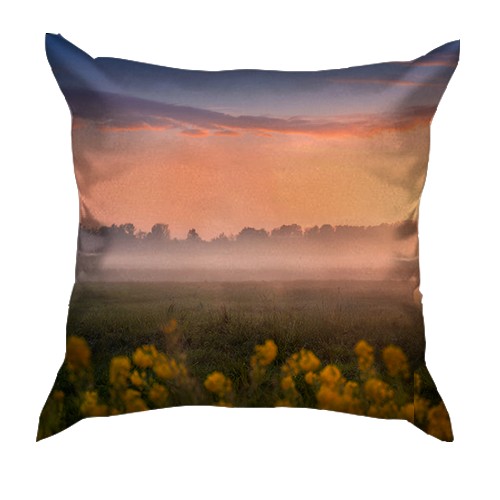 3D подушка з конями на полі (вид ззаду)