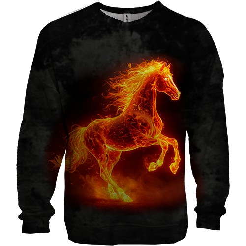 3D світшот Вогняний кінь (вид спереду)