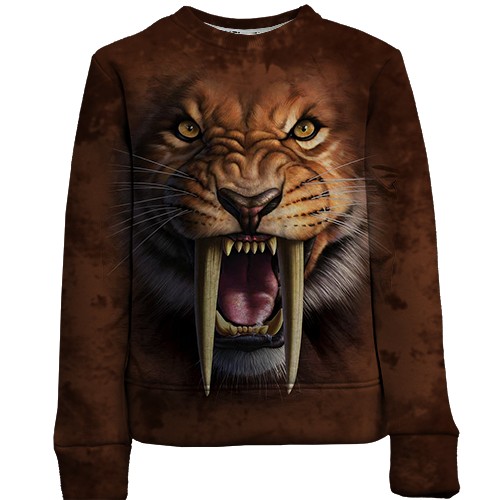 Детский 3D свитшот с саблезубым тигром (вид спереди)