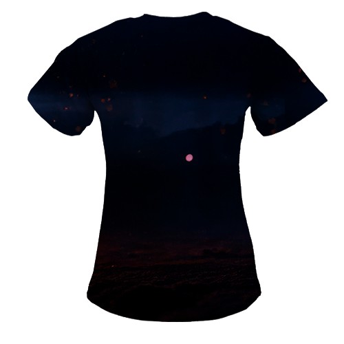 Женская 3D футболка Конь из пламени (вид сзади)