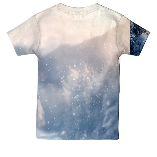 Дитяча 3D футболка Кінь і сніговий ліс (вид ззаду)