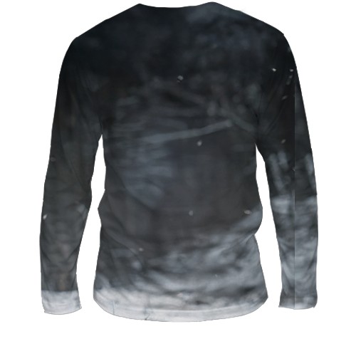 Мужской 3D лонгслив Лошадь и зима (вид сзади)