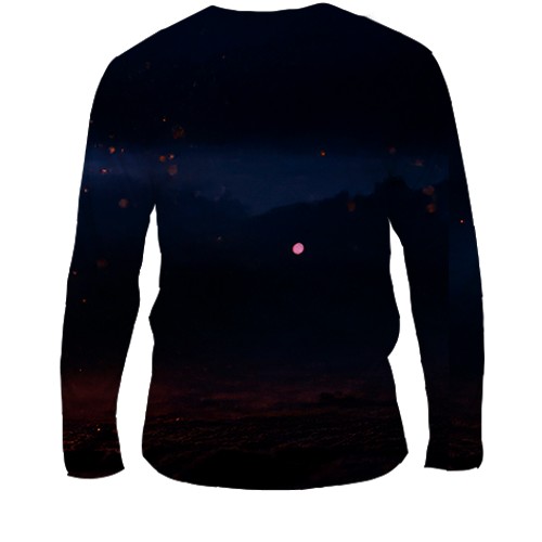 Мужской 3D лонгслив Конь из пламени (вид сзади)