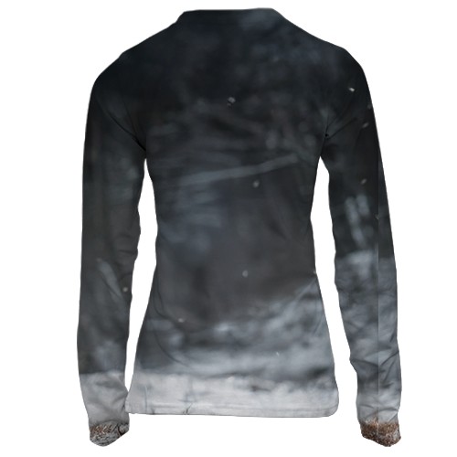 Жіночий 3D лонгслів Кінь і зима (вид ззаду)