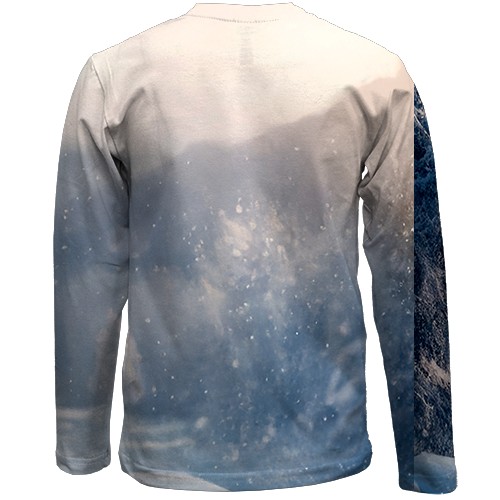 Дитячий 3D лонгслів Кінь і сніговий ліс (вид ззаду)