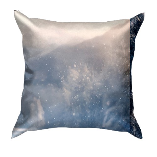 3D подушка Конь и снежный лес (вид сзади)